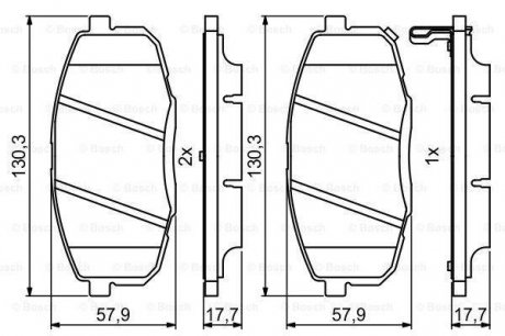 Колодки гальмівні (передні) Kia Ceed 1.4/1.6 CRDI/CVVT 06- BOSCH 0986494995 (фото 1)