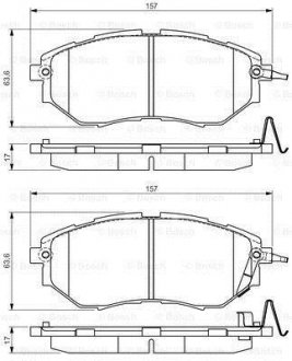 Колодки тормозные (передние) Subaru Forester/Legacy/Impreza 03- (Akebono) BOSCH 0986495156