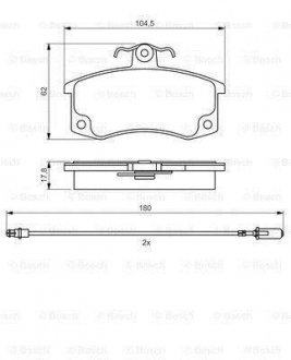 Тормозные колодки VAZ 2108- (с датчиком) BOSCH 0986495360 (фото 1)