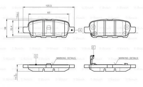 Комплект тормозных колодок, дисковый тормоз BOSCH 0 986 TB2 417 (фото 1)
