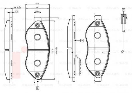 Комплект тормозных колодок, дисковый тормоз BOSCH 0 986 TB2 944 (фото 1)