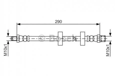 Гальмівний шланг гнучкий передн лів/прав (довжина 290мм, M10x1/M10x1) AUDI 50 VW DERBY, POLO, POLO CLASSIC, POLO II 0.8-1.4D 08.74-09.94 BOSCH 1987476334
