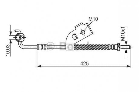 Шланг гальмівний перед. лівий Ford Escort/Orion 90- (425мм) BOSCH 1987476568