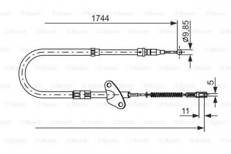 Трос ручника MB T1/TN 82-95 (R) BOSCH 1987477121 (фото 1)