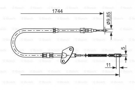 Трос ручника (задний) (L) DB 407-410 (6114201685) BOSCH 1987477122