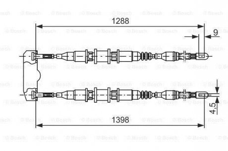 OPEL Трос ручного тормоза задний Astra 92- BOSCH 1987477258