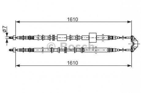 OPEL Трос ручн.тормоза лев./прав Meriva -10 (1610mm) BOSCH 1987477936