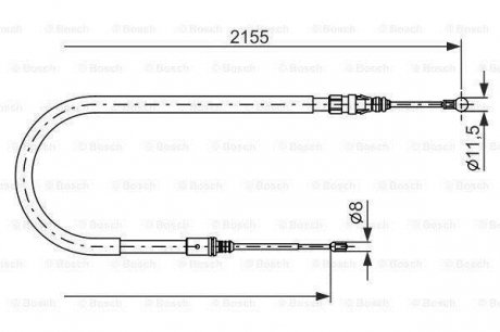 Трос ручника (задний) Peugeot 407 1.6-2.7 04- BOSCH 1 987 477 994 (фото 1)