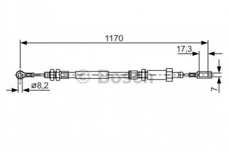 Трос ручника Peugeot Boxer/Fiat Ducato 01-06 (1170/843mm) BOSCH 1987482004 (фото 1)