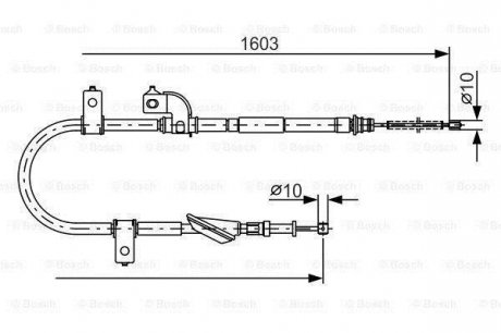 Трос ручника Subaru Forester/Impreza 97-09 (1603mm) BOSCH 1987482080