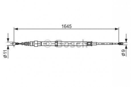 Трос ручника Skoda Fabia/VW Polo 99-08 (1645mm) BOSCH 1987482191