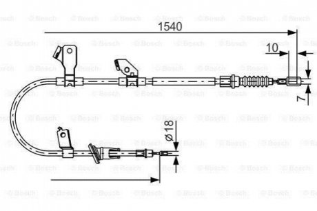 Трос ручника (L) Mitsubishi Colt/Smart Forfour 04-09 BOSCH 1987482271