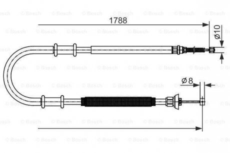 Трос ручника (L) Fiat Doblo 01-(1788mm) BOSCH 1987482590