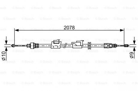 Трос ручника (L) Ford Mondeo/Galaxy 06-15 (L=2078) BOSCH 1987482706 (фото 1)