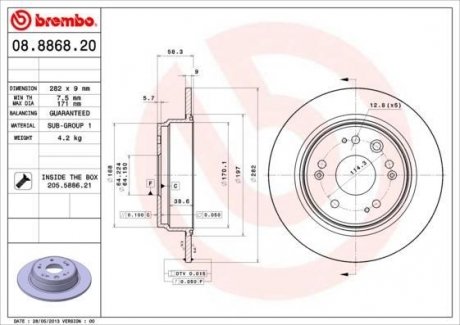 Гальмівний диск BM BREMBO 08.8868.20