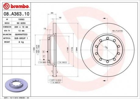 Гальмівний диск BREMBO 08.A363.10