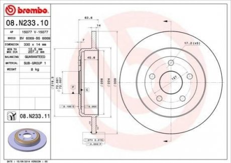 Тормозные диски BREMBO 08.N233.11