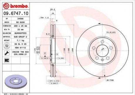 Тормозной диск BREMBO 09.6747.10