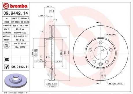 Тормозной диск Painted disk BREMBO 09.9442.11 (фото 1)