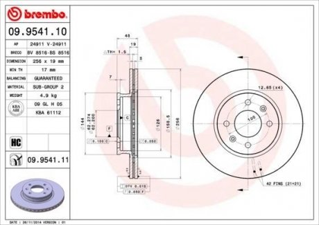 Тормозной диск BM BREMBO 09.9541.10