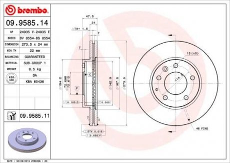 Тормозной диск BREMBO 09.9585.11