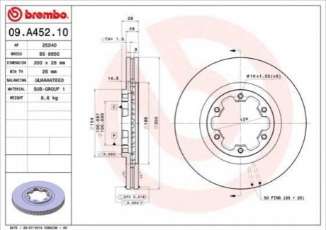 Тормозной диск BREMBO 09.A452.10