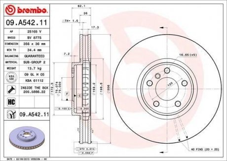 Тормозной диск BREMBO 09.A542.11