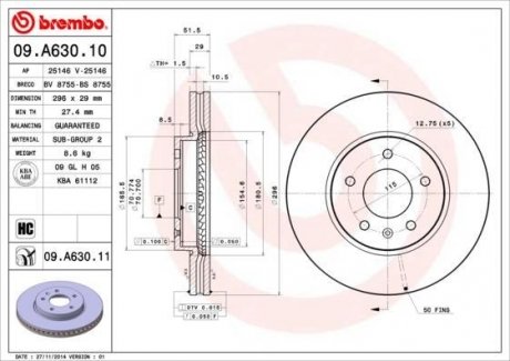 Тормозной диск BM BREMBO 09.A630.10