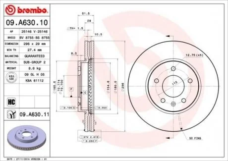 Гальмівний диск BM BREMBO 09.A630.10