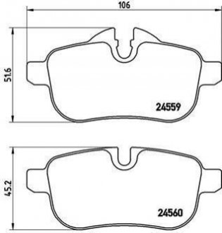 Тормозные колодки дисковые, к-кт. BREMBO P06 062 (фото 1)