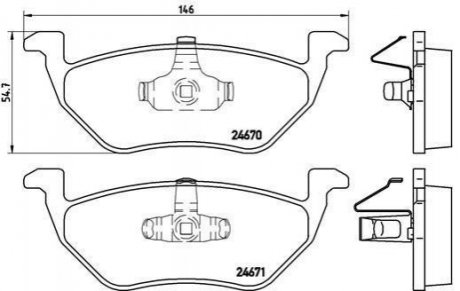 Тормозные колодки дисковые, к-кт. BREMBO P24 085