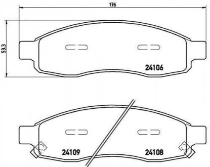 Тормозные колодки дисковые, к-кт. BREMBO P58 001