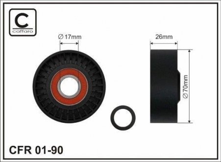 Ролік паска пластик. 70x17x26 Bmw E34,E36 90- CAFFARO 01-90