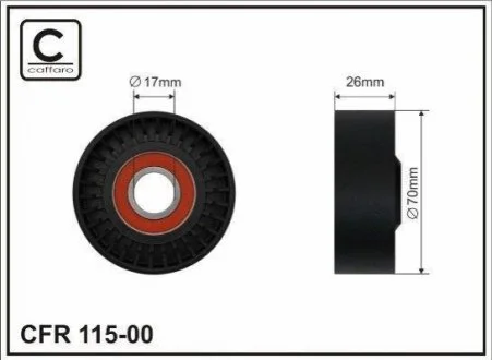 (70x17x26 пластик) Ролик паса поліклинового BMW E65 735/740 01- CAFFARO 115-00