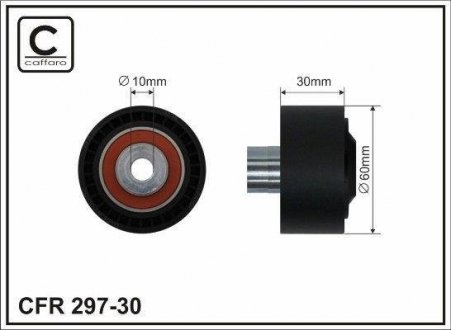 60x10x30 Ролик паска поліклинового Citroen Berlingo, C2, C3, C4, Jumpy, Nemo Fiat Scudo Peugeot 1007, 207, 307, 407, Bipper, Expert, Partner 1.4 16V-1.6HDi CAFFARO 297-30