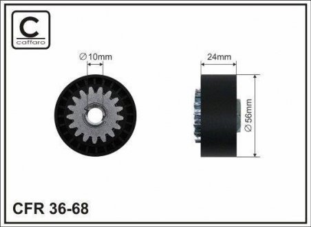 56x10x24 Натяжний ролик паска ГРМ Renault Kangoo 97-/Nissan Kubistar 03- CAFFARO 36-68