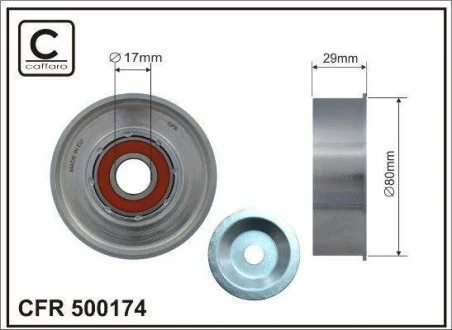 80x17x29 metal Ролік з натяжником паска генератора Mitsubishi L200 4D56 07- CAFFARO 500174