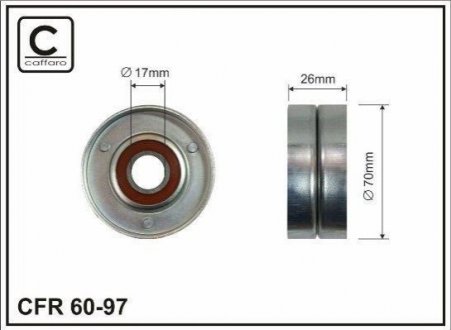 70x17x26 Ролик паска поликлинового Opel Astra G 00-/Corsa C 00- CAFFARO 60-97