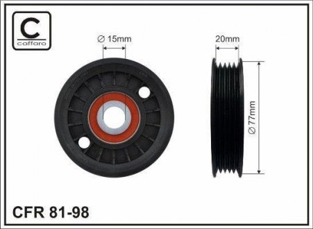 Ролік 77X20.5X15 полiклинового паска VW Passat, Audi A4 CAFFARO 81-98