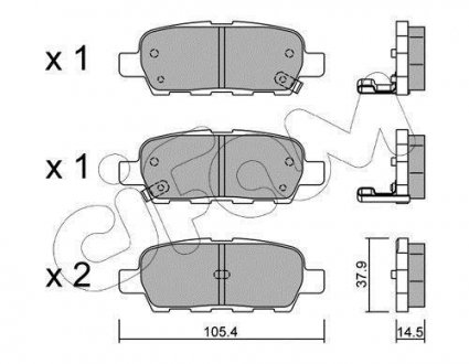 Гальмівні колодки зад. Qashqai/X-Trail 07- (38x105,5x14,3) CIFAM 822-612-0