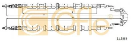 Трос стояночного тормоза COFLE 11.5863