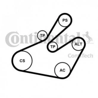 Комплект поліклиновий (ремінь+ролики) Contitech 6PK1468 K1