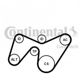 Комплект поліклиновий (ремінь+ролики) CONTI Contitech 6PK1642 K2