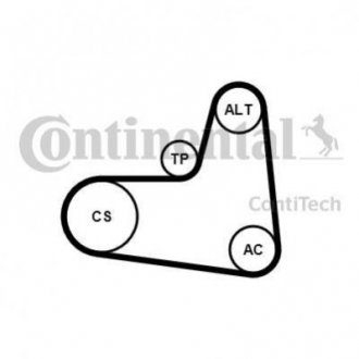 Комплект ременя генератора Skoda Roomster/Fabia 1.4TDi 03-10/VW Fox/Lupo/Polo 1.2/1.4TDI 99-09 Contitech 6PK995 K1 (фото 1)