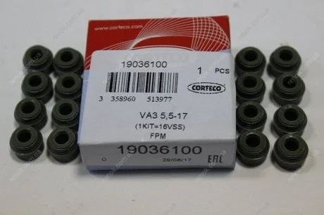 Комплект ущільнень, стрижень клапана CORTECO 19036100