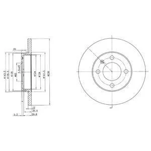 VW Диск тормозной передн.лакиров.Audi 80,Golf I,II,III,Passat,Vento Delphi BG2116C (фото 1)