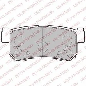 Комплект гальмівних колодок задн, SSANGYONG ACTYON I, ACTYON SPORTS I, ACTYON SPORTS II, KORANDO, KYRON, MUSSO, MUSSO SPORTS, REXTON / REXTON II, REXTON W / REXTON, RODIUS II 2.0D-3.2 06.96- Delphi LP2127