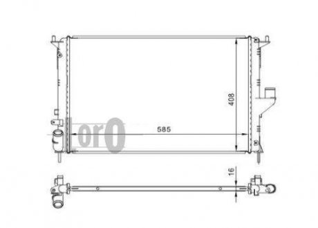 Радіатор води Duster/Logan/Sandero 1.2/1.4/1.5dCi/1.6 05- (585x406x16) LORO DEPO 010-017-0001