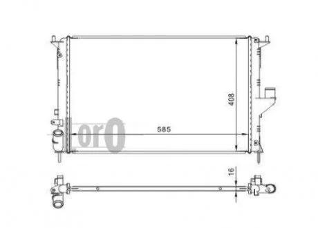 Радіатор води Duster/Logan/Sandero 1.2/1.4/1.5dCi/1.6 05- (585x406x16) LORO DEPO 010-017-0001