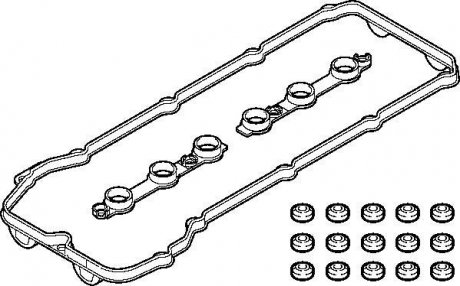 Прокладка кришки клапанів BMW 3 (E46)/5 (E39)/(E60) 2.0-3.0 00- (комплект) (+сальники) ELRING 318.600